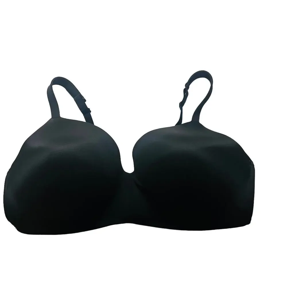 Cacique Lightly Lined T Shirt No Wire Bra Size 44DDD Black